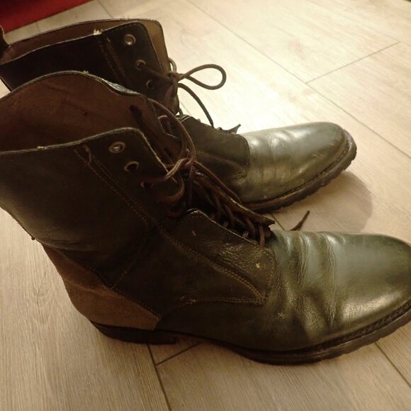 Leather Locke Lace Up Combat Boots 11 - Punk Rock - Picture 9 of 10